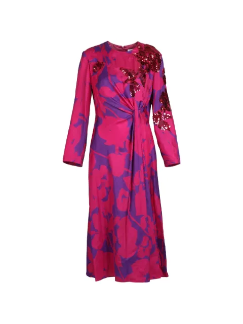 Valentino Garavani sequin-detail floral-print midi dress Pink BVATF55QP