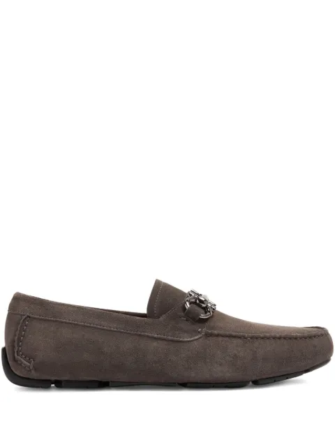 Ferragamo Gancini-detail suede loafers Brown 020350