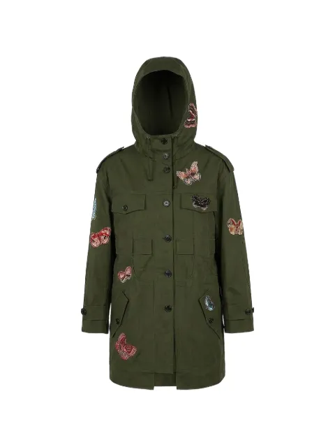 Valentino Garavani butterfly-patch hooded coat Green BCA01I3PN