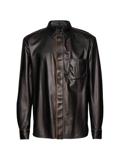 Ferragamo contrast-stitch leather jacket Brown 742646