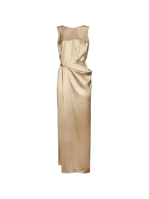 Ferragamo satin-finish wrap-style maxi dress Neutrals 743251
