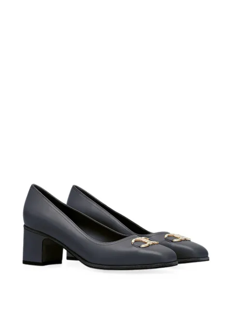 Ferragamo Giancini ornament pumps Grey 741215