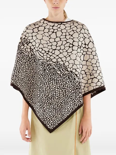 Ferragamo abstract-print cotton poncho Neutrals 743320