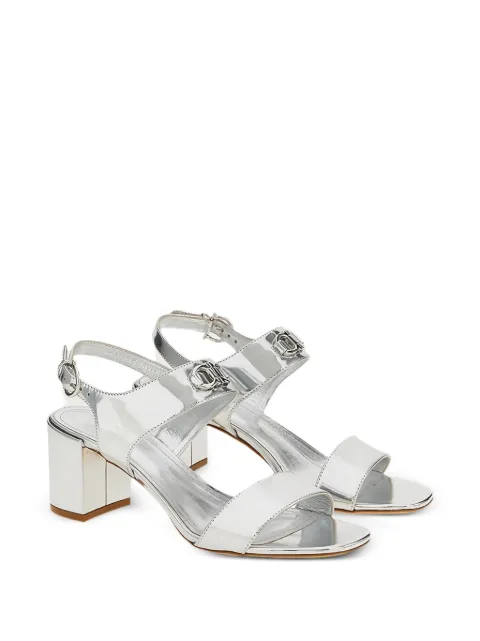 Ferragamo Gancini metallic leather sandals Silver 747685
