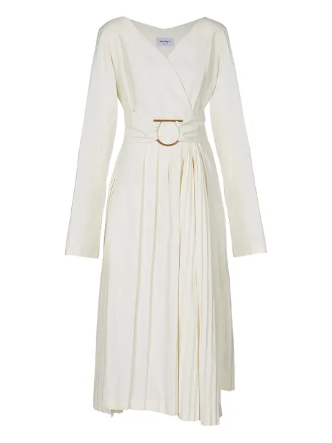Ferragamo belted wrap midi dress White 753651