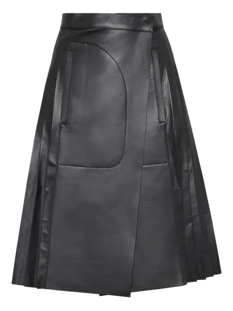 Ferragamo pleated leather midi skirt Black 751400