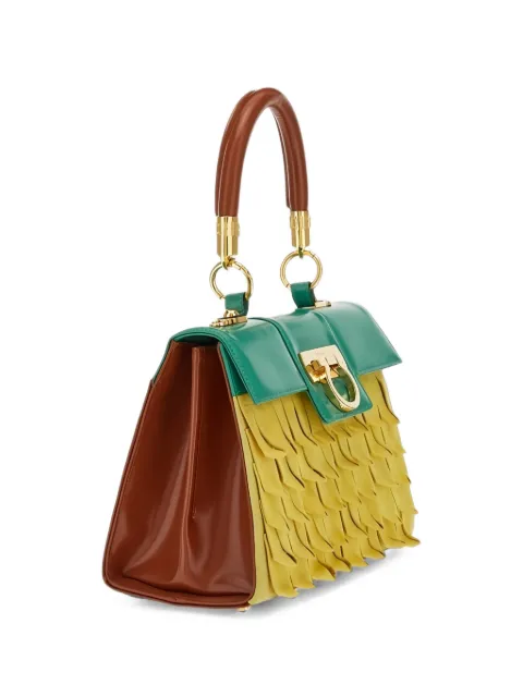 Ferragamo Top Handle fringed leather tote bag Yellow 753294