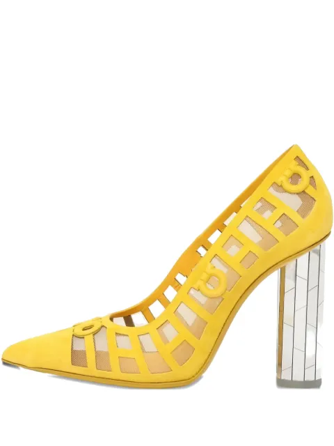 Ferragamo 105mm leather heeled pumps Yellow 748886