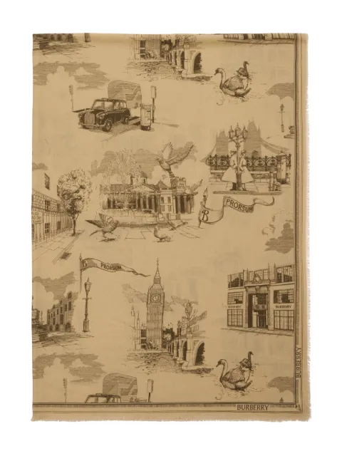 Burberry london landmarks wool silk scarf Neutrals 8112981