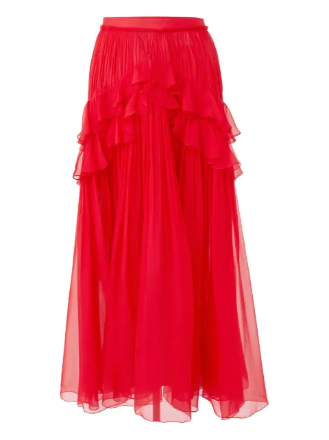 Carolina Herrera ruffle-detailed midi skirt Red P2511N302SCH