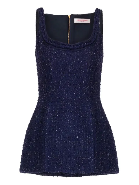 Carolina Herrera tweed top Blue P2511N201CNT