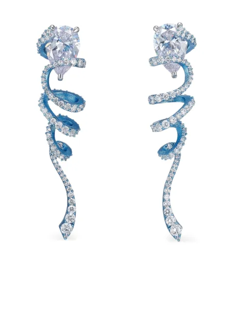 Anabela Chan 14K white gold and rhodium vermeil Ribbon Twirl diamond earrings Blue AC23CB07ESAAWD