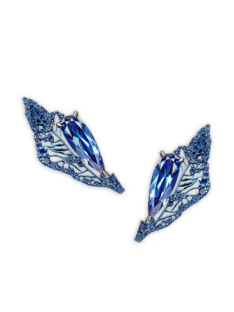 Anabela Chan 14K white gold and rhodium vermeil Midnight Halia sapphire earrings Silver ACMT20ESMABS