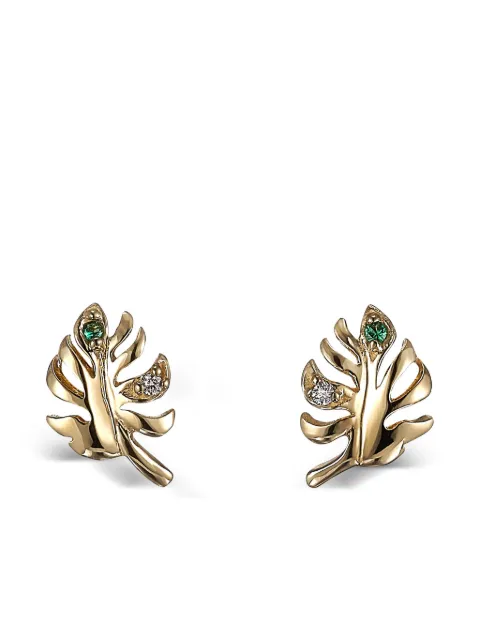 Anabela Chan 9K yellow gold Palm emerald and diamond earrings Gold AC22PC24ESYGWD