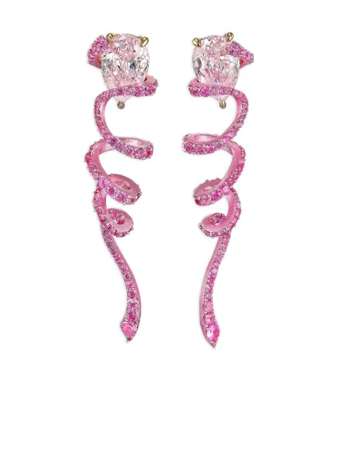 Anabela Chan 14K rose gold and 18K rose gold vermeil Ribbon Twirl sapphire earrings Pink AC21CB07ESRAPS