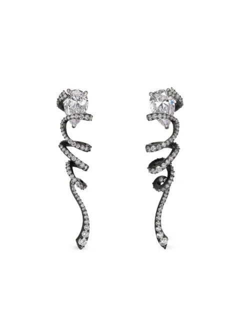 Anabela Chan 14K white gold Diamond Black Rhodium Twirl Earrings Silver AC22CB07ESBAWD