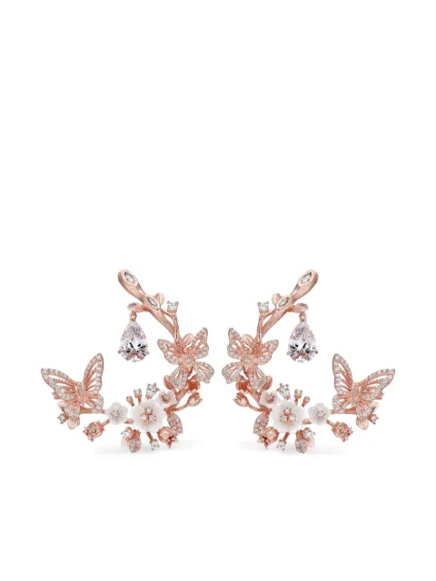 Anabela Chan 18K rose gold Butterfly Garland earrings Pink AC17BO06ESRGWD