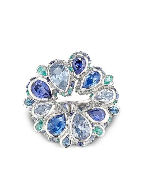 Anabela Chan 18kt white gold Aqua Pavé Panettone tourmaline, sapphire and diamond ring Blue AC19SN12RSWGBS