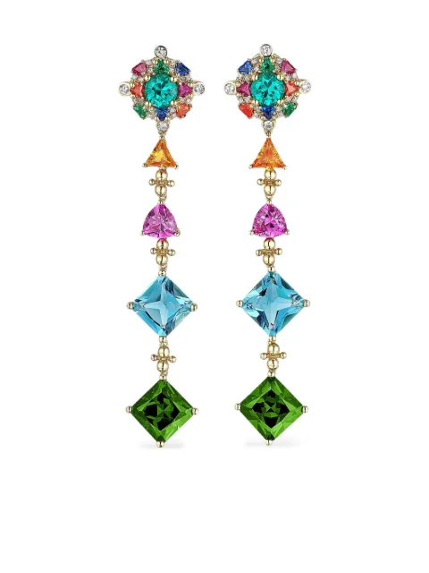 Anabela Chan 18kt gold vermeil Tropical Paradise multi-stone and diamond clip-on earrings Blue AC18PC02ESWGGE