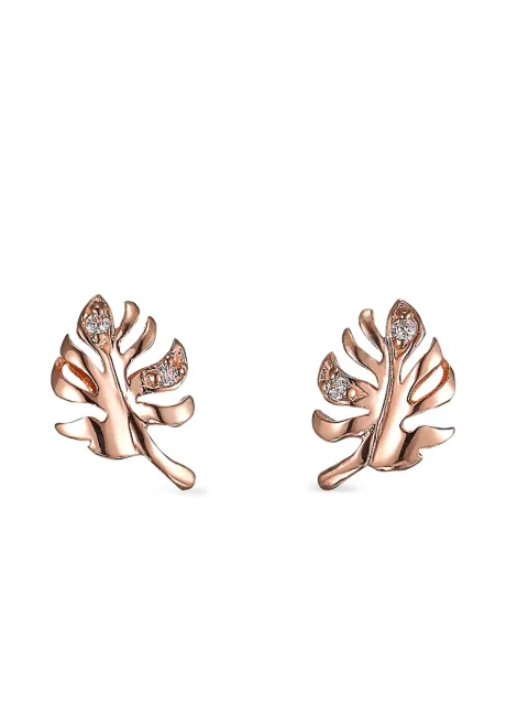 Anabela Chan 18K gold Palm diamond earrings Pink AC22PC24ESRGWD