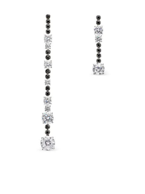 Anabela Chan x Robert Wun 14K white gold and rhodium vermeil Garden & Time Morse Code sapphire and diamond earrings Silver ACTF33ESBGBD