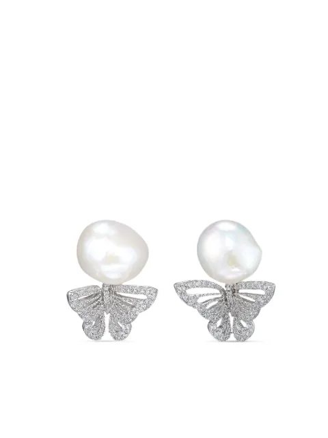 Anabela Chan 18kt white gold Butterfly pearl and diamond earrings Silver AC19BO03ESWGIP