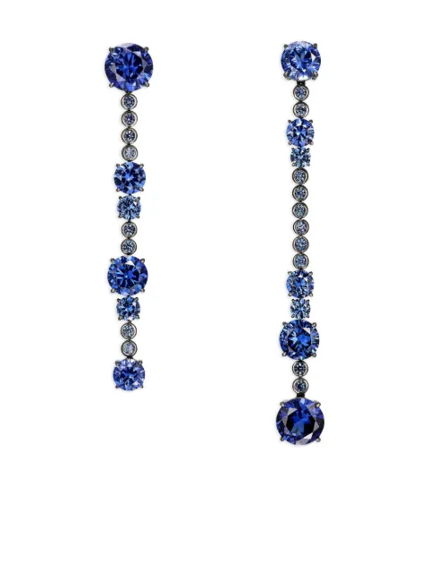 Anabela Chan 14K white gold and rhodium vermeil Love and Pain sapphire earrings Silver ACFL10ESBGKS