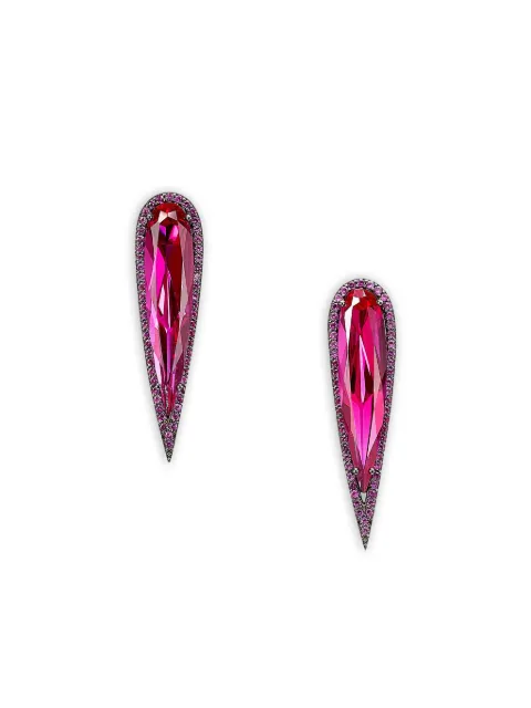 Anabela Chan 14k white gold and black rhodium vermeil Glimmer ruby earrings Silver ACMT21ESBGFS