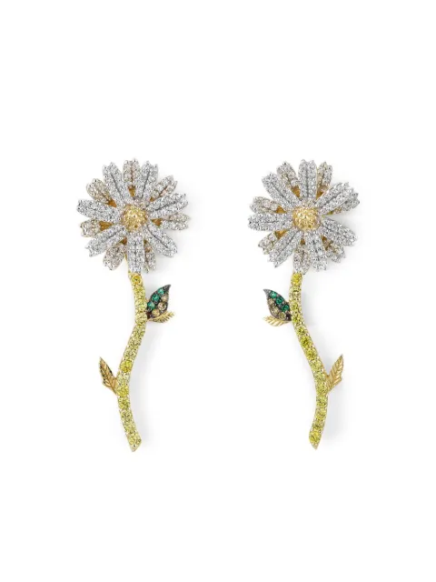 Anabela Chan 18K gold vermeil Daisy laboratory-grown diamond and emerald earrings Silver AC17EG04ESYGWD