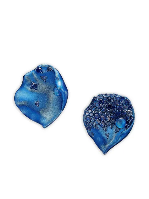 Anabela Chan 14K white gold and rhodium vermeil Petal sapphire and topaz earrings Blue ACAB25EAMABS