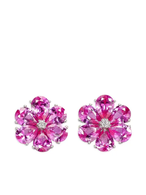 Anabela Chan 14K white gold and rhodium vermeil Marguerite Daisy sapphire and diamond earrings Silver ACEG29ESWGFS