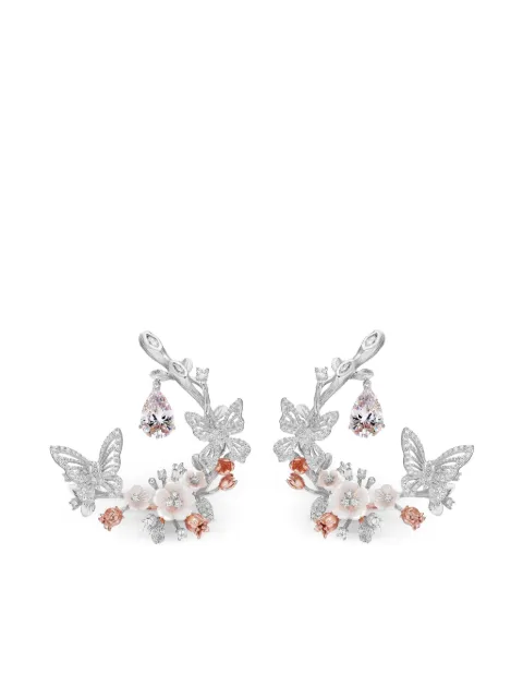 Anabela Chan 18kt gold Butterfly Garland earrings White AC17BO06ESWGWD