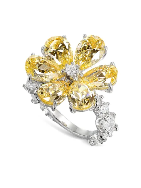 Anabela Chan 18K white gold and rhodium vermeil Marguerite Daisy lab-grown diamond ring Silver ACEG30RSWGCD