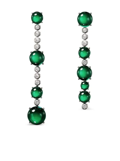 Anabela Chan 14K white gold and rhodium vermeil Dusk & Dawn Morse Code emerald and diamond earrings Silver ACTF32ESWGGE