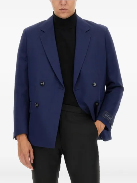 BOSS logo-tab wool blazer Blue 505215421026242E18