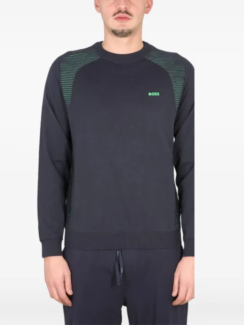 BOSS striped-panel crew neck sweatshirt Blue 504717891024234E18