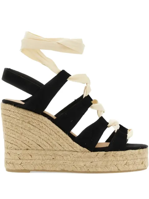 Castañer 110mm lace-up wedge heeled espadrilles Black BALTA8ED053