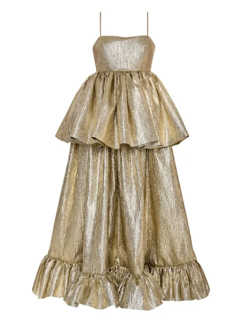 ANOUKI metallic tiered maxi dress Gold FI00XDRG