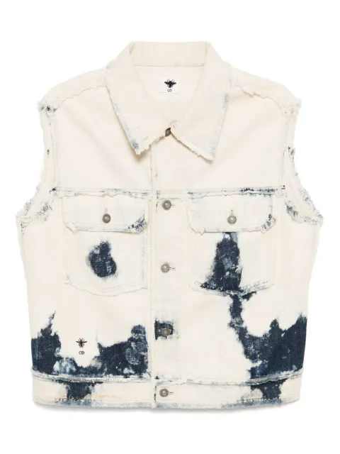 Christian Dior Pre-Owned tie-dye printed denim vest White DPBON8586
