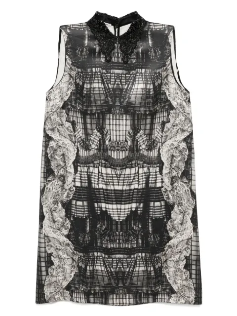 Miu Miu Pre-Owned Trompe l'oeil print mini shift dress Grey DPVC8557