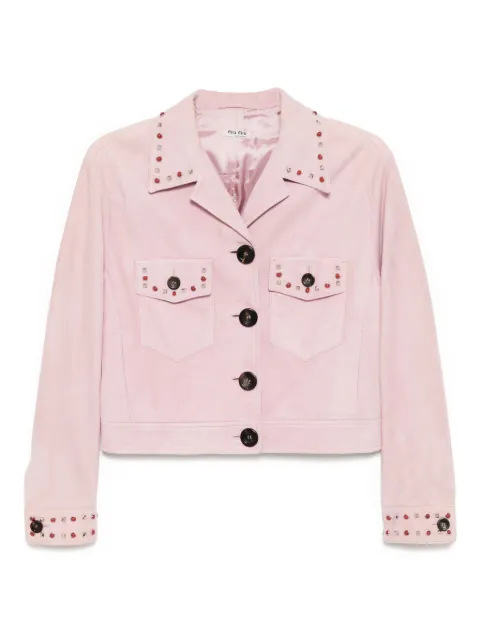 Miu Miu Pre-Owned suede studded jacket Pink DPVC8560