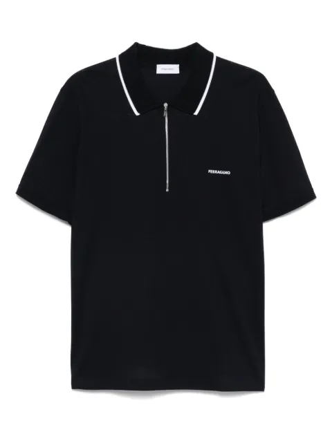 Ferragamo cotton polo shirt with zip closure Blue 784281