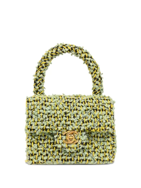 CHANEL Pre-Owned 1992 micro tweed Kelly handbag Green 2999121