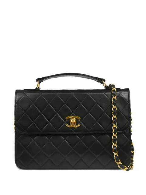 CHANEL Pre-Owned 1985-1990 quilted two-way handbag Black 471739