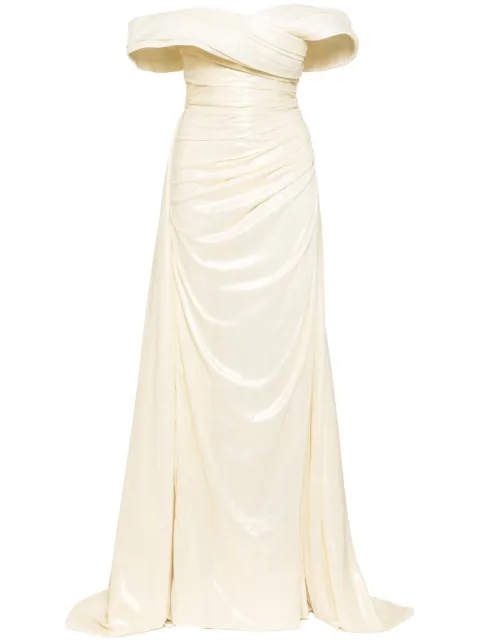 Saiid Kobeisy lamé off-shoulder dress Yellow RTWSS2511