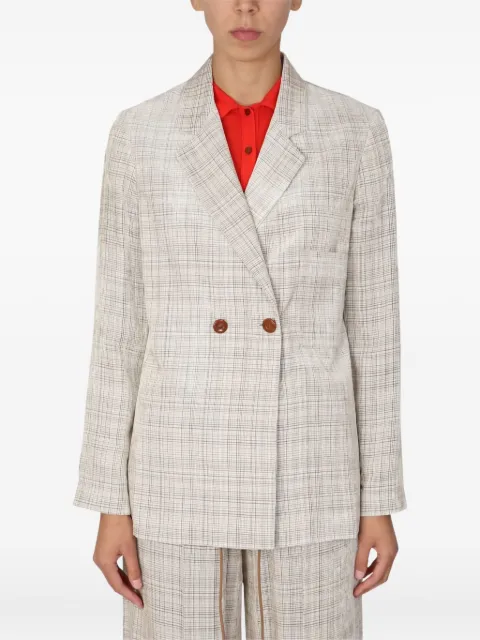 Alysi checked double-breasted jacket Neutrals 152801A2005CARTA