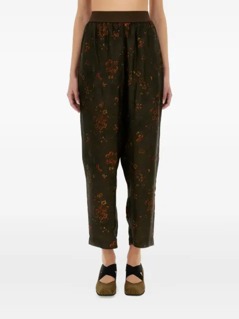 Uma Wang floral-print elastic-waist trousers Green UP3006UW067