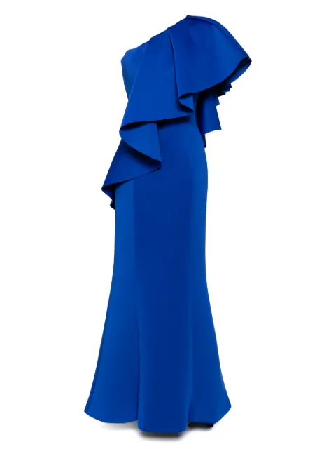 Saiid Kobeisy ruffled scuba long dress Blue RTWSS2507