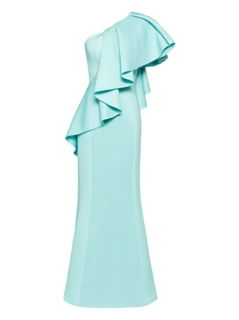 Saiid Kobeisy ruffled scuba long dress Green RTWSS2507