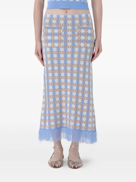 Baum Und Pferdgarten all-over pattern fringed midi skirt Blue 23578C7336